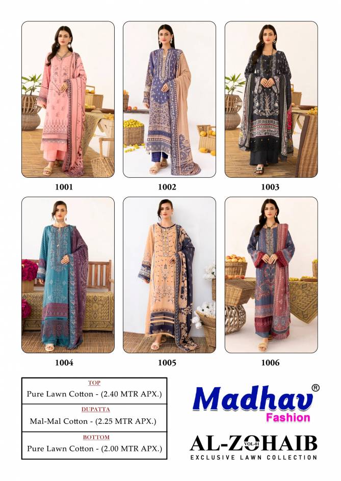 Al Zohaib Vol 1 By Madhav Printed Lawn Cotton Dress Material Wholesale Price In Surat
